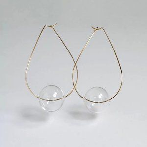 Anthropologie Gold and Clear Teardrop Earrings
